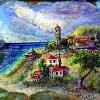 WATCH TOWER ON THE SHORES OF THE MED by Lalita L. Cofer -signed limited edition print  includes shipping $69.00