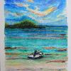 Waiting on the Tide, Spanish Wells, the Bahamas - signed original painting on canvas, framed.
